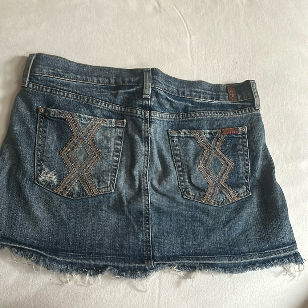 7 for all mankind distressed jean skirt